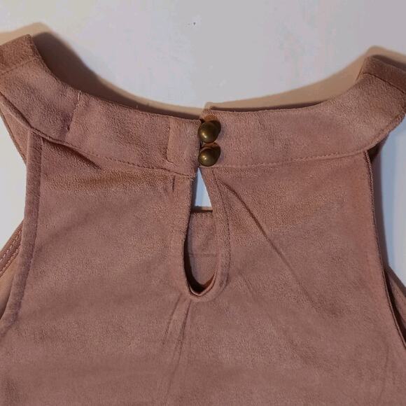 Taylor & Sage Halter Women's Medium Faux Suede Mauve Laser Cut Eyelet Tank - Picture 9 of 13